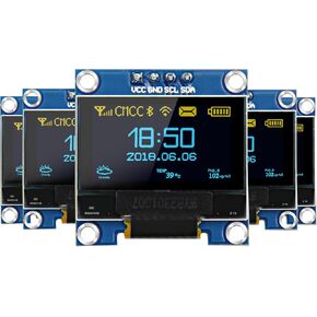 5 Pcs 0.96 Inch OLED Display Module, 128x64 Pixel SSD1306 Luminous I2C OLED Screen Board Compatible with Arduino Raspberry Pi ESP32(White)