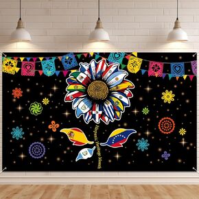 زخارف شهر التراث الإسباني 5.9 × 3.6 قدم لافتة أمريكا اللاتينية غطاء باب الفصل الدراسي خلفية إسبانية تتحدث باللغة الإسبانية للوحة إعلانات الفصل حديقة ساحة ديكور المنزل للحفلات in Kuwait