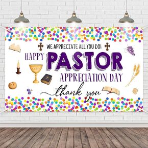 Pastor Appreciation Day Banner Decorations Gifts for Men Thank You for All You Do We Appreciate You Sign Backdrops Wall Party Decor Supplies Photography Background Photo Booth 70.8x43.3inch