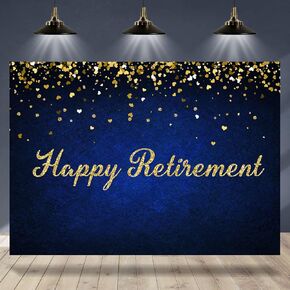 Happy Retirement Backdrop Royal Blue Backdrops for Photography Golden Glitter Dots Background Banner Men Women Retirement Party Decorations Congrats Retirement Photo Booth Props 7x5ft
