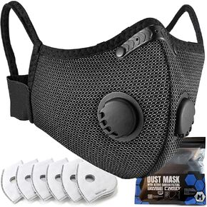 BASE CAMP Trendy Silver M Plus Dust Mask, Breathable Comfortable Reusable Respirator Mask with 6 Activated Carbon Filters