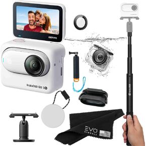 Insta360 GO 3S 64GB White Dive Case Bundle– Waterproof Tiny Mighty Action Camera with 4K 3840x2160 Video, FlowState, POV, AI Editing, Action Pod|Bundle includes Dive Case, Floating Grip, Selfie Stick