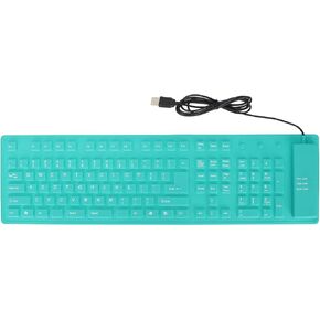 Foldable Silicone Keyboard,108 Keys Waterproof Rollup Keyboard,USB Wired Silicone Keyboard,Mute Keyboard,Soft Touch Keyboard for PC,Laptop,Notebook(Green)