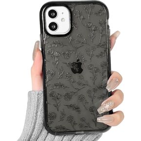 NITITOP Compatible for iPhone 14 Pro Max Case Cute Flower Floral Clear for Women Girl Ultra Slim Crystal Shockproof Soft TPU Anti-Yellow Protective Phone Cover - White