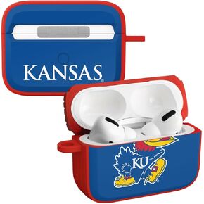 غطاء حماية AFFINITY BANDS Kansas Jayhawks HDX متوافق مع Apple AirPods Pro 1 & 2 (كلاسيكي)