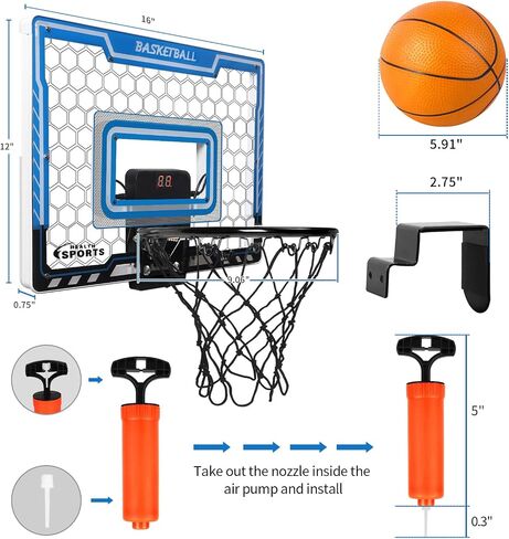 AOKESI Mini Basketball Hoop Indoor with Scorer and Batteries|Inside Basketball Hoop Over The Door with Colorful LED Lighting|Toy Basketball Gifts for Boys Girls Teens Adults in Saudi Arabia