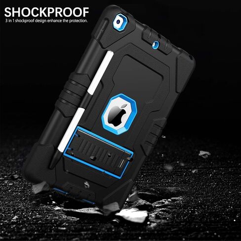 Case for iPad 7th 10.2 inches iPad 8th Gen Case with Pencil Holder Magnetic Stand Auto Wake/Sleep Shockproof Protective Strong Hard case for iPad 10.2 inch 2019/2020,Black in Kuwait