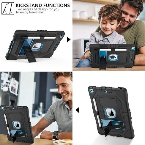 Case for iPad 7th 10.2 inches iPad 8th Gen Case with Pencil Holder Magnetic Stand Auto Wake/Sleep Shockproof Protective Strong Hard case for iPad 10.2 inch 2019/2020,Black in Kuwait