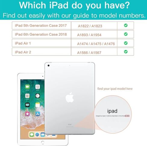 for iPad 6th/5th Generation 9.7" Case 2018/2017, for iPad Air 2/Air 1 with Stand/Pencil Holder/Pocket [Auto Wake/Sleep] Embossed Smart Cover for iPad 9.7 inch/Air 2nd/1st Gen, Red Butterfly in Kuwait