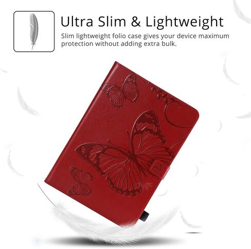 for iPad 6th/5th Generation 9.7" Case 2018/2017, for iPad Air 2/Air 1 with Stand/Pencil Holder/Pocket [Auto Wake/Sleep] Embossed Smart Cover for iPad 9.7 inch/Air 2nd/1st Gen, Red Butterfly in Kuwait