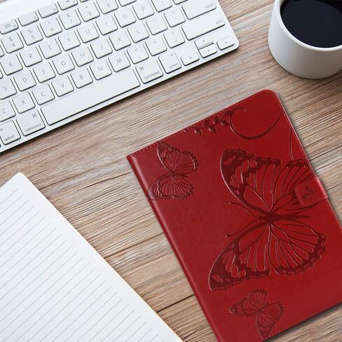 for iPad 6th/5th Generation 9.7" Case 2018/2017, for iPad Air 2/Air 1 with Stand/Pencil Holder/Pocket [Auto Wake/Sleep] Embossed Smart Cover for iPad 9.7 inch/Air 2nd/1st Gen, Red Butterfly in Kuwait