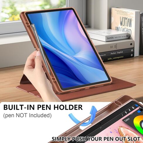 Case for Lenovo Tab P12 (2024) 12.7",with Hand Pen Holder, Clear Transparent Hard PC Back,360° Adjustable Swivel Cover Lenovo Tab p12 12.7inch 2023 Tablet, Auto Sleep/Wake,Brown in Kuwait
