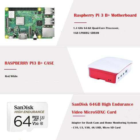 مجموعة أدوات Raspberry Pi 3 B+ (B Plus) للمبتدئين (32 جيجابايت، حافظة Raspberry Pi 3b+ الرسمية باللون الأحمر والأبيض)، لبناء جهاز كمبيوتر صغير/روبوت ذكي/وحدة تحكم ألعاب in Saudi Arabia
