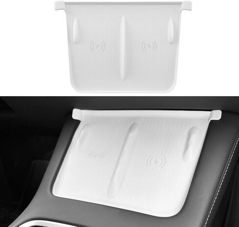 Tesla Model 3 Model Y Center Console Wireless Charging Mat, Anti-Slip Silicone Mat Charging Pad for Tesla Accessories Model 3 (2021-2023) and Model Y (2021-2024), Black/Carbon Fiber Edition in Saudi Arabia