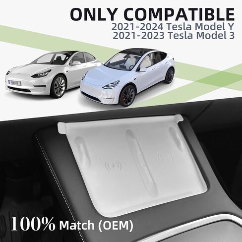 Tesla Model 3 Model Y Center Console Wireless Charging Mat, Anti-Slip Silicone Mat Charging Pad for Tesla Accessories Model 3 (2021-2023) and Model Y (2021-2024), Black/Carbon Fiber Edition in Saudi Arabia
