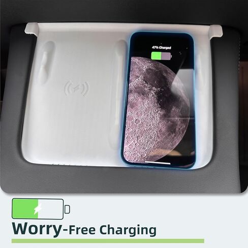 Tesla Model 3 Model Y Center Console Wireless Charging Mat, Anti-Slip Silicone Mat Charging Pad for Tesla Accessories Model 3 (2021-2023) and Model Y (2021-2024), Black/Carbon Fiber Edition in Saudi Arabia