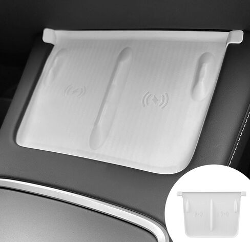 Tesla Model 3 Model Y Center Console Wireless Charging Mat, Anti-Slip Silicone Mat Charging Pad for Tesla Accessories Model 3 (2021-2023) and Model Y (2021-2024), Black/Carbon Fiber Edition in Saudi Arabia