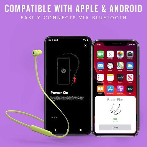 سماعات بيتس فليكس اللاسلكية - شريحة سماعة رأس Apple W1، سماعات أذن مغناطيسية، بلوتوث من الفئة 1، 12 ساعة من وقت الاستماع، ميكروفون مدمج - أسود (أحدث طراز) (متجدد) in Kuwait