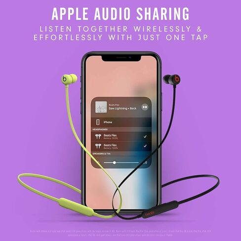 سماعات بيتس فليكس اللاسلكية - شريحة سماعة رأس Apple W1، سماعات أذن مغناطيسية، بلوتوث من الفئة 1، 12 ساعة من وقت الاستماع، ميكروفون مدمج - أسود (أحدث طراز) (متجدد) in Kuwait