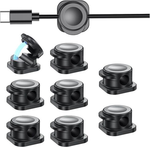 [8 Pcs] Cord Organizer, Magnetic Cable Clips Cable Management, Wire Organizers with Enhanced Adhesive, Desk Organizer Office Desk & Computer Accessories for Office Desk Nightstand Wall Black1 in Saudi Arabia