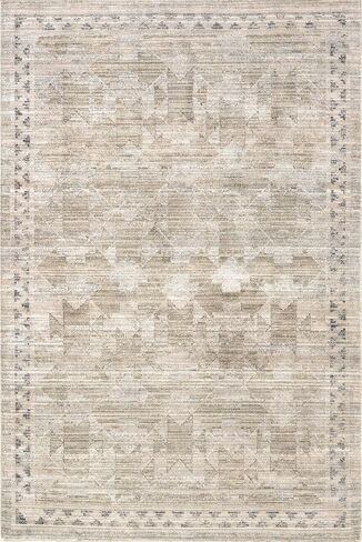 nuLOOM Aine Geometric 2x8 Machine Washable Indoor/Outdoor Runner Rug for Living Room Patio Deck Front Porch Entryway Hallway Kitchen, Beige in Saudi Arabia