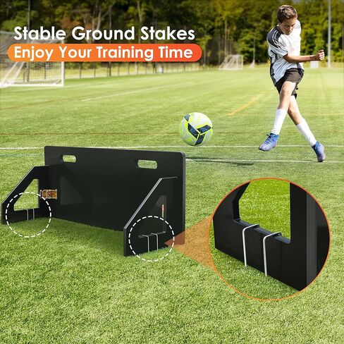 معدات تدريب كرة القدم على شكل لوح كرة القدم، مدرب كرة قدم محمول قابل للطي على الحائط، مناسب للتمرين على الكرة الطائرة والتمرير والرماية، أسود، مع 10 مخاريط in Kuwait