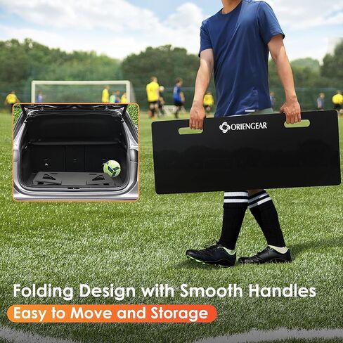 معدات تدريب كرة القدم على شكل لوح كرة القدم، مدرب كرة قدم محمول قابل للطي على الحائط، مناسب للتمرين على الكرة الطائرة والتمرير والرماية، أسود، مع 10 مخاريط in Kuwait