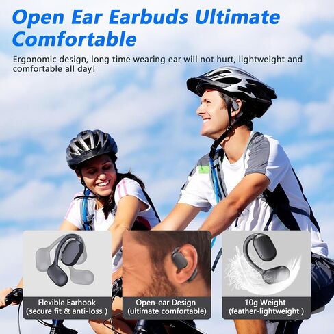 BANIGIPA Open Ear True Wireless Earbuds, Bluetooth 5.4 Headphones w/Dual Mic for Calling, 10g Light&Comfort, Open Ear Earbuds w/Earhooks for Working Running Traveling, IP67 Waterproof, 40H Playtime in Kuwait
