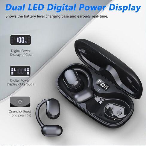 BANIGIPA Open Ear True Wireless Earbuds, Bluetooth 5.4 Headphones w/Dual Mic for Calling, 10g Light&Comfort, Open Ear Earbuds w/Earhooks for Working Running Traveling, IP67 Waterproof, 40H Playtime in Kuwait