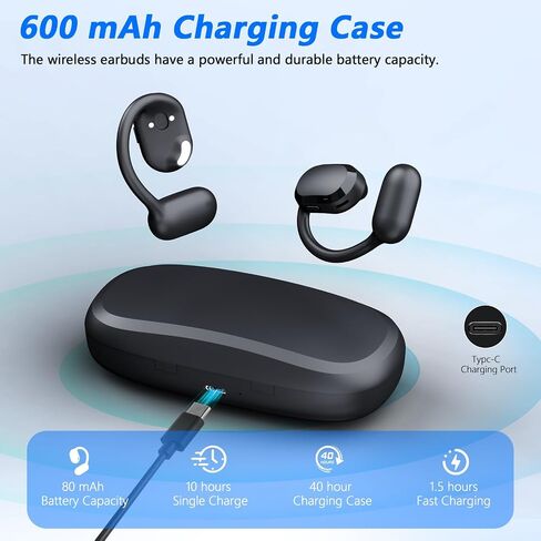 BANIGIPA Open Ear True Wireless Earbuds, Bluetooth 5.4 Headphones w/Dual Mic for Calling, 10g Light&Comfort, Open Ear Earbuds w/Earhooks for Working Running Traveling, IP67 Waterproof, 40H Playtime in Kuwait