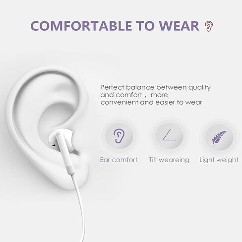 2 Pack Wired Earbuds for iPhone Headphones Wired Lightning Earphones Built-in Microphone & Volume Control Headsets Compatible for iPhone 14/13/12/11/XR/XS/X/8/7/SE/Pro/Pro Max, White in Saudi Arabia
