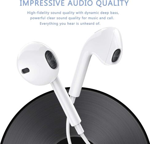 2 Pack Wired Earbuds for iPhone Headphones Wired Lightning Earphones Built-in Microphone & Volume Control Headsets Compatible for iPhone 14/13/12/11/XR/XS/X/8/7/SE/Pro/Pro Max, White in Saudi Arabia