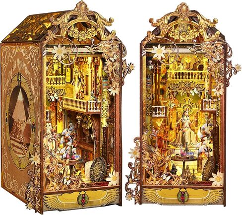 Spilay DIY Bookshelf Kit, DIY Dollhouse Bookshelf, Bookshelf Built-In Decorative Alley, Bookstop Model Maker Kit with LED Lights, Music Box, Birthday, Christmas and Valentine's Day Craft Gifts JTSL-11 in Saudi Arabia