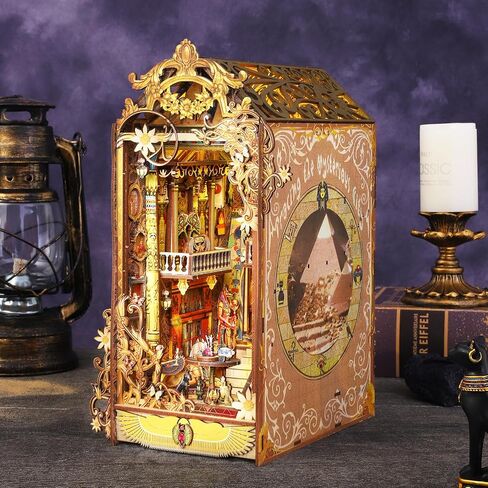 Spilay DIY Bookshelf Kit, DIY Dollhouse Bookshelf, Bookshelf Built-In Decorative Alley, Bookstop Model Maker Kit with LED Lights, Music Box, Birthday, Christmas and Valentine's Day Craft Gifts JTSL-11 in Saudi Arabia