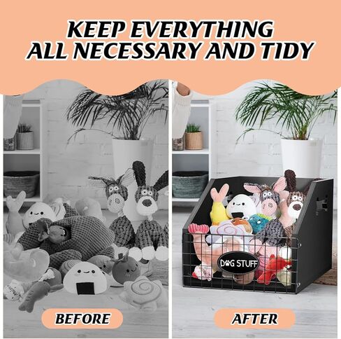 voottou الكلب لعبة بن، سلة لعبة الكلب الخشب مع مقبض، كبير لعبة الكلب مربع لعبة الصدر، لعبة الكلب تخزين الاشياء الكلبة المنظم الكلب لعبة سلة تخزين بن لجرو المقود، بطانية الغذاء، والاكسسوارات، هدية in Kuwait