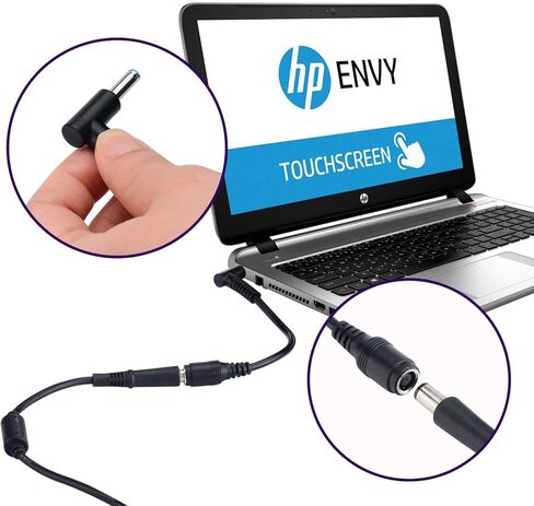 Tip Adapter Cable for HP 7.4mm to 4.5mm Blue Right Angle Tip Connector Converter Dongle DC Cord for HP Stream Spectre Pavilion Envy Elitebook Split Chromebook Power Supply - 15 Pack in Kuwait