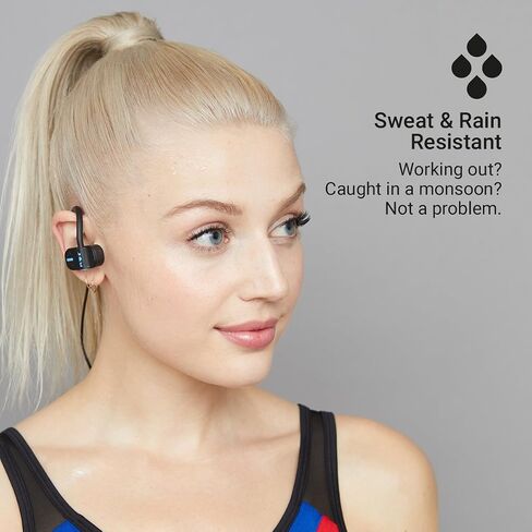 JAM Live Fast Workout Earphones 30 ft. Bluetooth Range, IP67 Sweat Resistant Earbuds 3 Sizes Included, 12 Hour Battery Life, Hands-Free Calling Black in Saudi Arabia