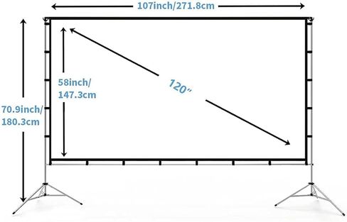 Projector Screen Outdoor, Vamvo Projector Screen with Stand Portable 120" Foldable Projector Screen, 10 Feet Indoor Movie Screen with Carrying Bag for Home Theater Backyard Movie Night in Kuwait