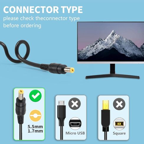 سلك الطاقة لشاشة Acer LCD S202HL SA230 S230HL H236HL G246HL G276HL G206HQL S271HL S220HQL S240HL G236HL S231HL S232HL S241HL G226HQL H226HQL H276HL HN274H محول تيار متردد 65 وات in Saudi Arabia