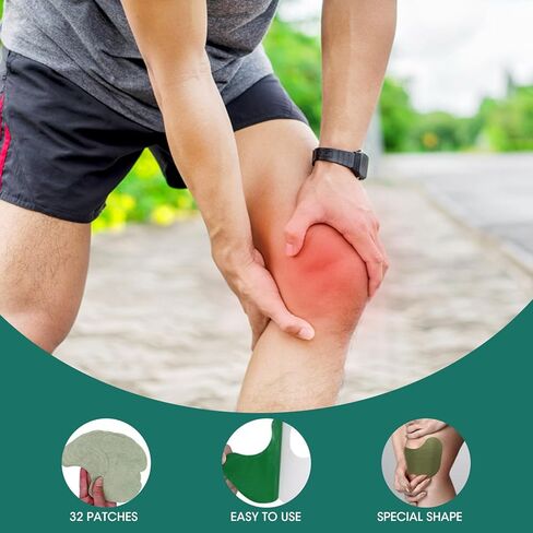 32 رقعة طبيعية للركبة، رقعات عشبية دافئة لمعجون رقعة الركبة، يدوم طويلاً لتقليل المفاصل غير المريحة، ملصق مستخلص الشيح للركبة والكتف والظهر والرقبة والخصر in Kuwait