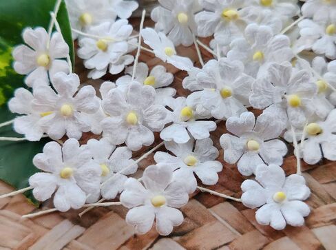 HukDok Mini Flowers with Thread Stem Mulberry Paper Flower Embellishment Card Craft Supplies Scrapbooking DIY Card Crafts Projects. (Purple Tone) in Saudi Arabia