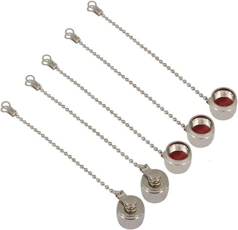 BOOBRIE RF Connector Accessories TNC Coax Cap TNC Dust Cap Protective Cover with Chain Nickel-Plated for TNC Male Jack Connector Pcak of 2 in Kuwait