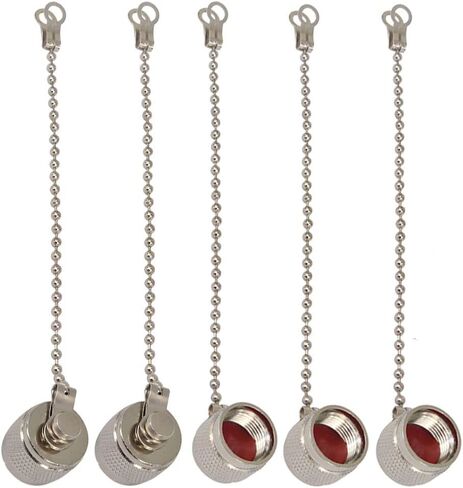 BOOBRIE RF Connector Accessories TNC Coax Cap TNC Dust Cap Protective Cover with Chain Nickel-Plated for TNC Male Jack Connector Pcak of 2 in Kuwait