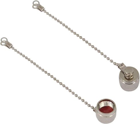BOOBRIE RF Connector Accessories TNC Coax Cap TNC Dust Cap Protective Cover with Chain Nickel-Plated for TNC Male Jack Connector Pcak of 2 in Kuwait