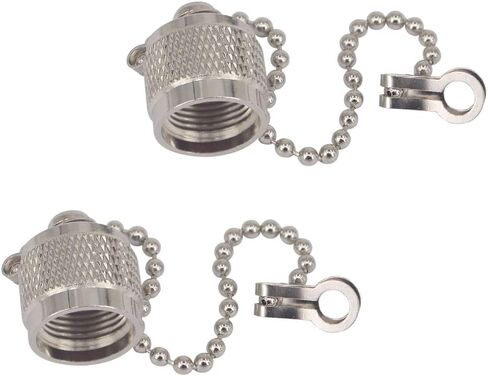 BOOBRIE RF Connector Accessories TNC Coax Cap TNC Dust Cap Protective Cover with Chain Nickel-Plated for TNC Male Jack Connector Pcak of 2 in Kuwait