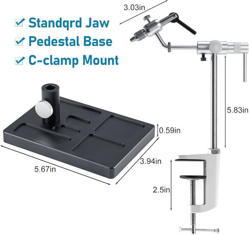 ملزمة ربط الذبابة من Alwonder من سبائك الألومنيوم، ملزمة ربط ذبابة دوارة خفيفة الوزن للغاية تدور 360 درجة أدوات ربط الذبابة مع فك قياسي ومشبك على شكل حرف C لربط صيد الذباب المرن in Kuwait