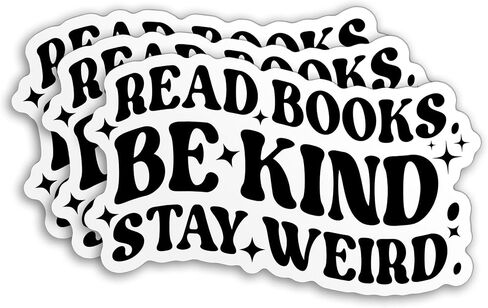 (3Pcs) Read Books Be Kind Stay Weird Sticker Decal Reading Book Lovers Quote 2" Waterproof Die-Cut Vinyl Sticker for Laptop Water Bottle Hard Hat Kindle Cars Sticker Decal Stuff Gifts 2 Inches in Saudi Arabia