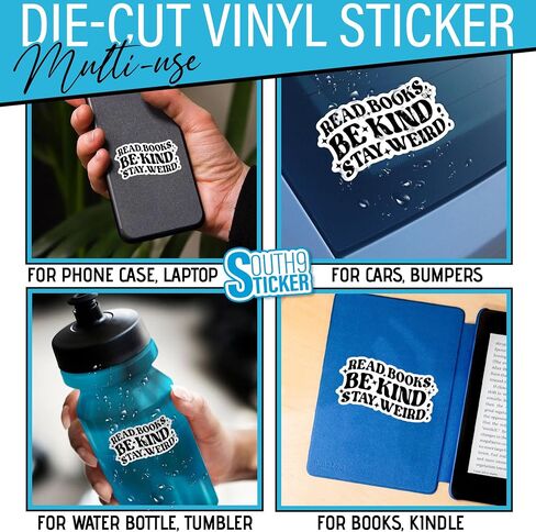 (3Pcs) Read Books Be Kind Stay Weird Sticker Decal Reading Book Lovers Quote 2" Waterproof Die-Cut Vinyl Sticker for Laptop Water Bottle Hard Hat Kindle Cars Sticker Decal Stuff Gifts 2 Inches in Saudi Arabia