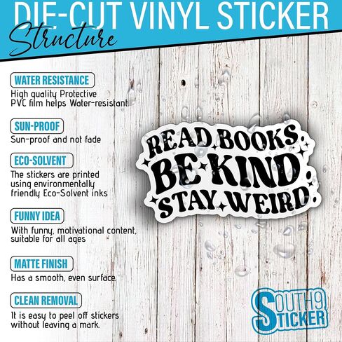 (3Pcs) Read Books Be Kind Stay Weird Sticker Decal Reading Book Lovers Quote 2" Waterproof Die-Cut Vinyl Sticker for Laptop Water Bottle Hard Hat Kindle Cars Sticker Decal Stuff Gifts 2 Inches in Saudi Arabia