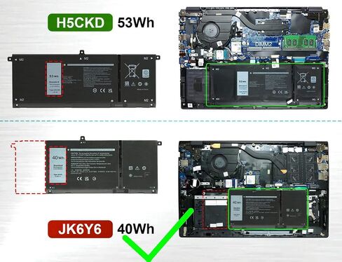 CQCQ JK6Y6 H5CKD 0C5KG6 0CF5RH Battery for Dell Latitude 3410 3510 Vostro 5300 5401 5501 Inspiron 5300 5401 5408 5501 5508 5400 7405 7300 7500 2-in-1 Silver Series (3Cell 11.25V 40Wh/3378mAh) in Saudi Arabia